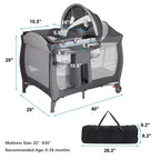 TODECARE Lit bébé 4 en 1, Parc portable, Lit cododo convertible, Table à langer, Panier de rangement et Sac de voyage