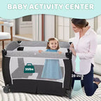 TODECARE Lit bébé 4 en 1, Parc portable, Lit cododo convertible, Table à langer, Panier de rangement et Sac de voyage