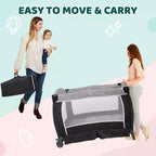 TODECARE Lit bébé 4 en 1, Parc portable, Lit cododo convertible, Table à langer, Panier de rangement et Sac de voyage
