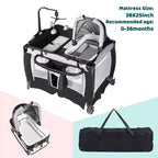 TODECARE Lit bébé 4 en 1, Parc portable, Lit cododo convertible, Table à langer, Panier de rangement et Sac de voyage