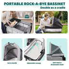 TODECARE Lit bébé 4 en 1, Parc portable, Lit cododo convertible, Table à langer, Panier de rangement et Sac de voyage