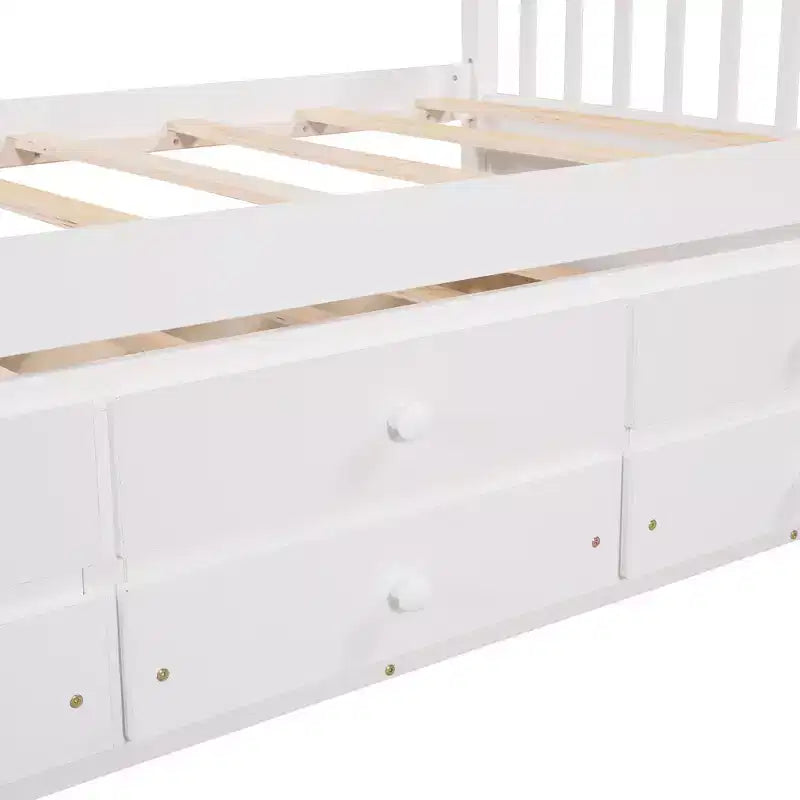 Lit de repos double et simple Polibi avec lit gigogne et tiroirs de rangement