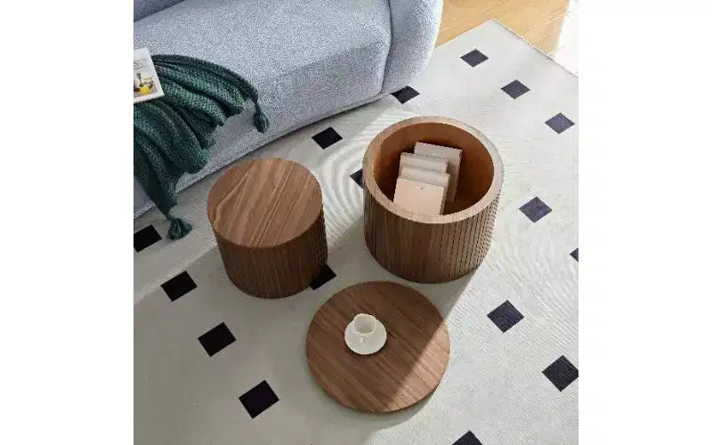 TUYOHW Lot de 2 tables d'appoint gigognes modernes, tables basses rondes étanches, tables d'appoint sans assemblage pour salon, table de chevet de chambre