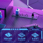 Bureau de gamer Besiost avec station de recharge, bureau d'ordinateur avec étagère supérieure et panneau perforé