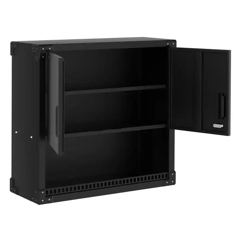 Armoire murale en acier avec serrure - Organiseur de rangement mural robuste pour garage avec étagères, armoire suspendue en métal