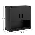 Armoire murale en acier avec serrure - Organiseur de rangement mural robuste pour garage avec étagères, armoire suspendue en métal