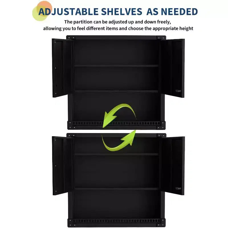 Armoire murale en acier avec serrure - Organiseur de rangement mural robuste pour garage avec étagères, armoire suspendue en métal