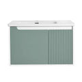 Modern Wall Mounted Bathroom Vanities With Sink Combo, Floating Bathroom Vanity Cabinet, Small Apartment Bathroom Furniture Mint Green