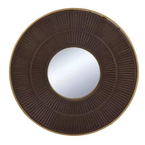 Miroir mural rond en bois de 31,5 pouces avec cadre en fer doré