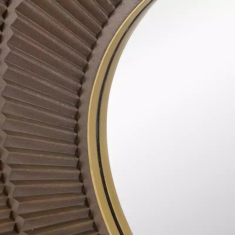 Miroir mural rond en bois de 31,5 pouces avec cadre en fer doré
