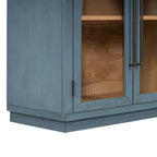 Buffet de rangement Clihome à 4 portes avec portes vitrées, Meuble de rangement arqué avec étagères réglables pour cuisine, salle à manger et salon