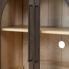Buffet de rangement Clihome à 4 portes avec portes vitrées, Meuble de rangement arqué avec étagères réglables pour cuisine, salle à manger et salon