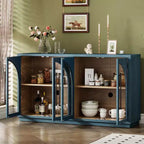 Buffet de rangement Clihome à 4 portes avec portes vitrées, Meuble de rangement arqué avec étagères réglables pour cuisine, salle à manger et salon