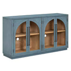 Buffet de rangement Clihome à 4 portes avec portes vitrées, Meuble de rangement arqué avec étagères réglables pour cuisine, salle à manger et salon