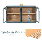 Buffet de rangement Clihome à 4 portes avec portes vitrées, Meuble de rangement arqué avec étagères réglables pour cuisine, salle à manger et salon