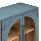 Buffet de rangement Clihome à 4 portes avec portes vitrées, Meuble de rangement arqué avec étagères réglables pour cuisine, salle à manger et salon