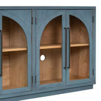 Buffet de rangement Clihome à 4 portes avec portes vitrées, Meuble de rangement arqué avec étagères réglables pour cuisine, salle à manger et salon