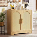 Buffet moderne avec 2 portes en rotin, meuble de rangement, console, meuble bar à café pour le salon, le couloir et l'entrée