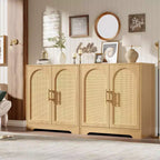 Buffet moderne avec 2 portes en rotin, meuble de rangement, console, meuble bar à café pour le salon, le couloir et l'entrée