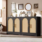 Buffet moderne avec 2 portes en rotin, meuble de rangement, console, meuble bar à café pour le salon, le couloir et l'entrée