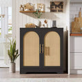 Modern Sideboard Buffet Cabinet with 2 Rattan Doors  Credenza Storage Console Table, Coffee Bar Cabinet for Living Room, Hallway & Entryway