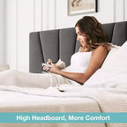 Cadre de lit double/grand lit COZONY avec tête de lit réglable et 4 tiroirs de rangement, lit plateforme capitonné en velours