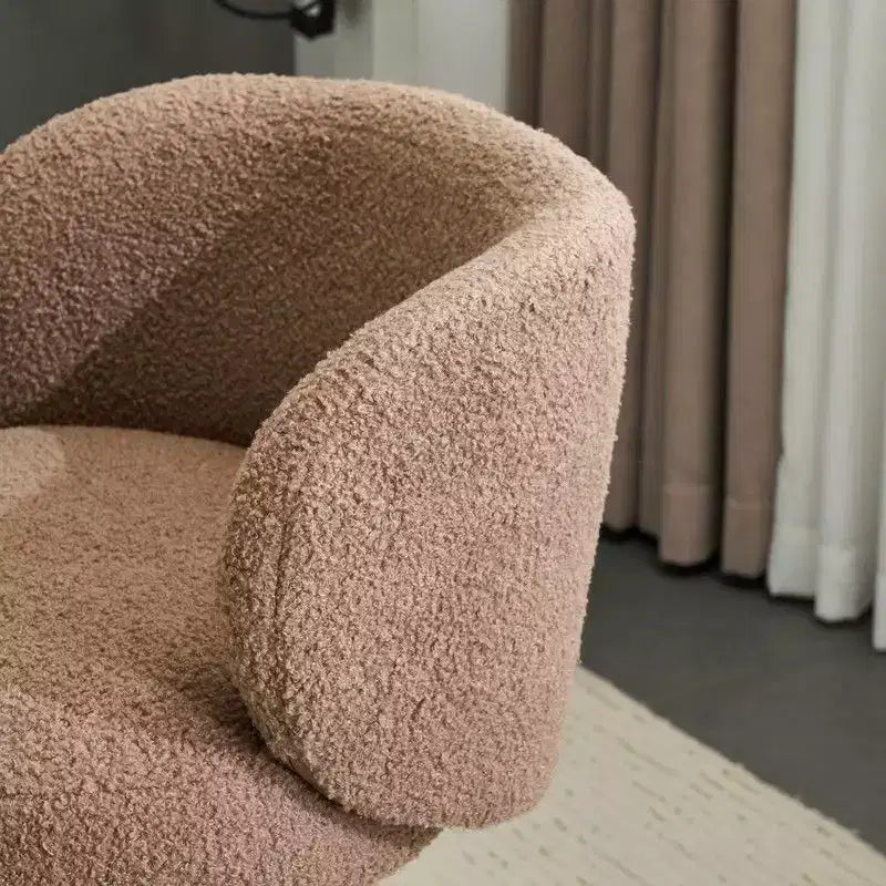 Karl Home Mignon Ours en Peluche Moderne Chaise Pivotante Sans Accoudoirs Hauteur Réglable Chaise de Bureau Sans Roues et avec Soutien Dorsal en Blanc