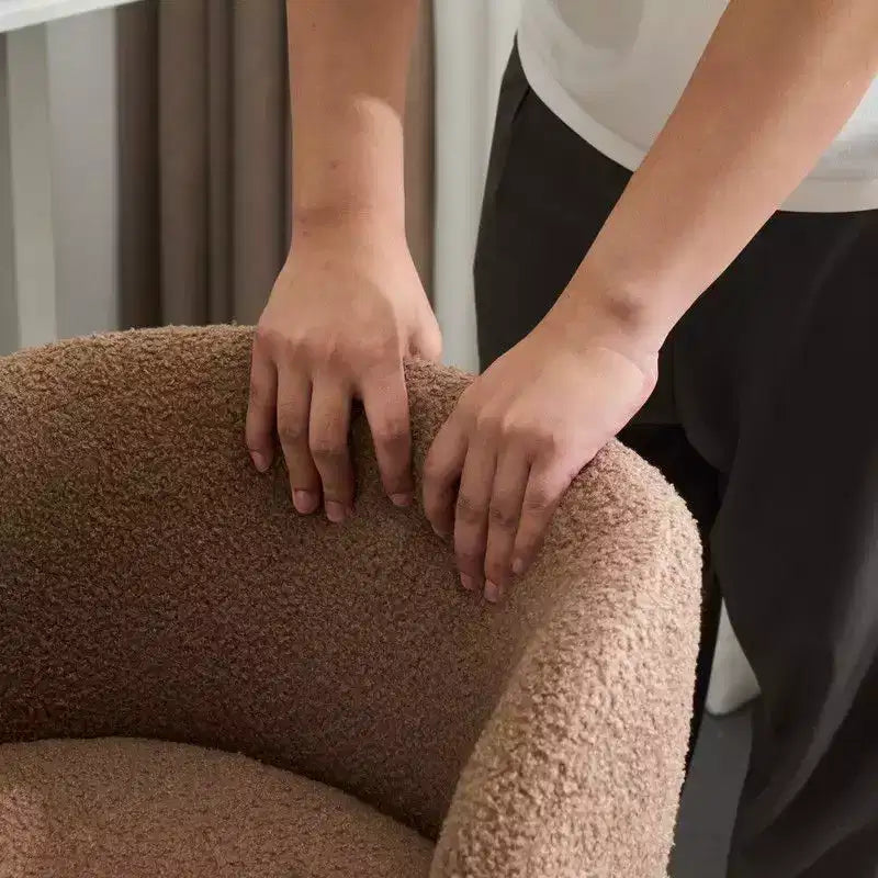 Karl Home Mignon Ours en Peluche Moderne Chaise Pivotante Sans Accoudoirs Hauteur Réglable Chaise de Bureau Sans Roues et avec Soutien Dorsal en Blanc