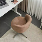Karl Home Mignon Ours en Peluche Moderne Chaise Pivotante Sans Accoudoirs Hauteur Réglable Chaise de Bureau Sans Roues et avec Soutien Dorsal en Blanc