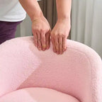 Karl Home Mignon Ours en Peluche Moderne Chaise Pivotante Sans Accoudoirs Hauteur Réglable Chaise de Bureau Sans Roues et avec Soutien Dorsal en Blanc
