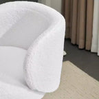 Karl Home Mignon Ours en Peluche Moderne Chaise Pivotante Sans Accoudoirs Hauteur Réglable Chaise de Bureau Sans Roues et avec Soutien Dorsal en Blanc