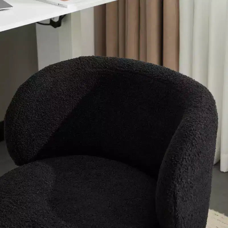 Karl Home Mignon Ours en Peluche Moderne Chaise Pivotante Sans Accoudoirs Hauteur Réglable Chaise de Bureau Sans Roues et avec Soutien Dorsal en Blanc