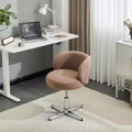 Karl Home Mignon Ours en Peluche Moderne Chaise Pivotante Sans Accoudoirs Hauteur Réglable Chaise de Bureau Sans Roues et avec Soutien Dorsal en Blanc