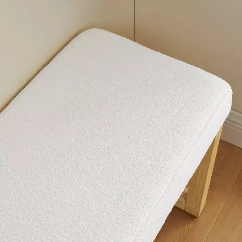 Banc à chaussures MAYEERTY avec cadre en bois et siège rembourré doux pour petit espace, couloir, salon, beige