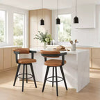 Art Leon Lot de 2 tabourets de bar pivotants rembourrés en similicuir avec structure en bois massif