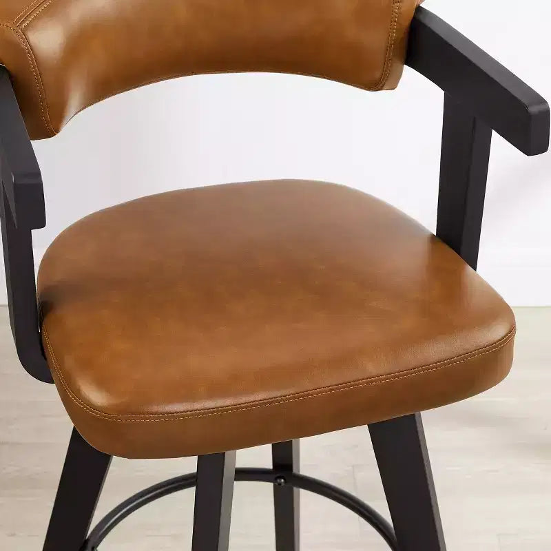 Art Leon Lot de 2 tabourets de bar pivotants rembourrés en similicuir avec structure en bois massif