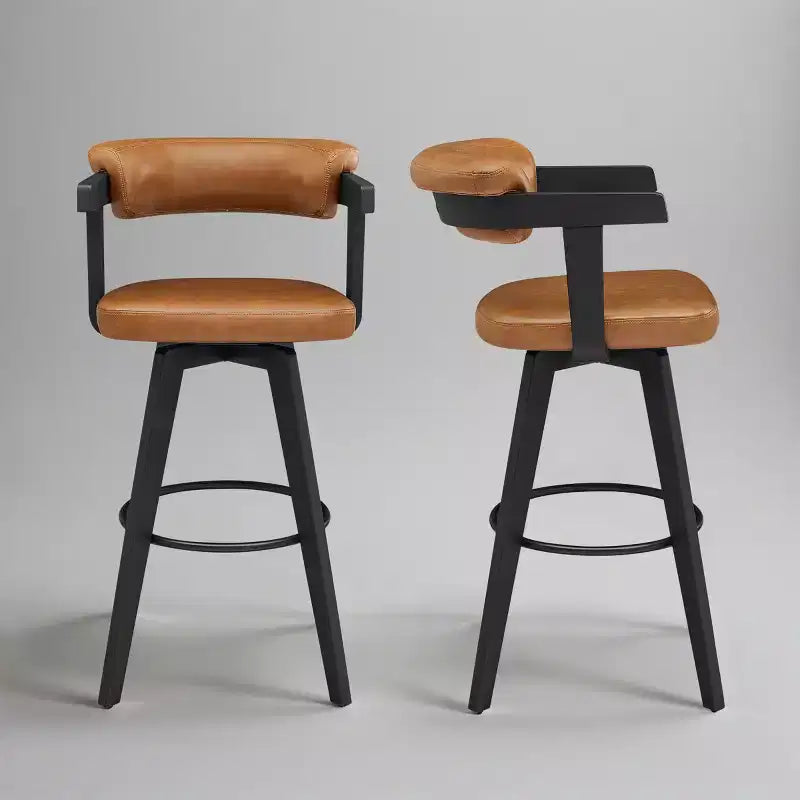 Art Leon Lot de 2 tabourets de bar pivotants rembourrés en similicuir avec structure en bois massif