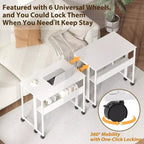 Petit bureau pliable avec étagère de rangement, table d'ordinateur pliable de 80 cm avec roulettes, bureau portable pour petit espace, table de canapé