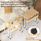 Petit bureau pliable avec étagère de rangement, table d'ordinateur pliable de 80 cm avec roulettes, bureau portable pour petit espace, table de canapé