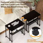 Petit bureau pliable avec étagère de rangement, table d'ordinateur pliable de 80 cm avec roulettes, bureau portable pour petit espace, table de canapé