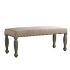 Banc moderne capitonné en bois GDFStudio Preston 48 avec garniture cloutée