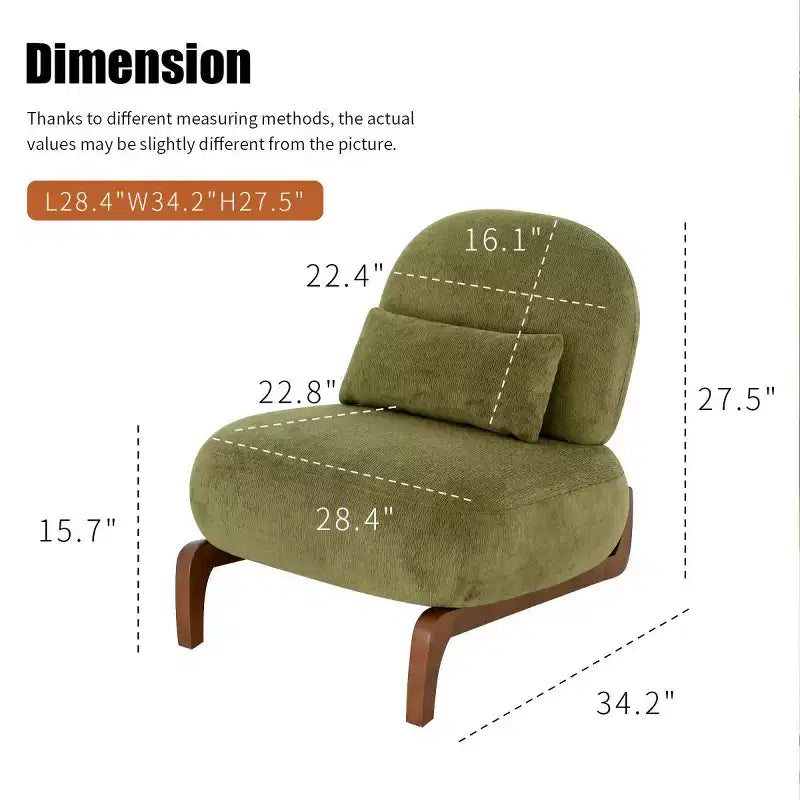 Fauteuil d'appoint rembourré moderne et mignon, chaise de lecture confortable sans accoudoirs pour salon, chambre, appartement ou balcon - Panipeachy