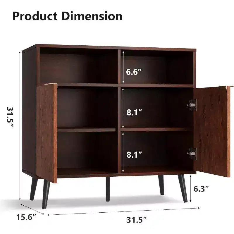 Meuble de rangement pour cuisine avec portes de grange, buffet rustique en bois de 80 cm avec compartiments ouverts pour entrée, salon