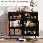 Meuble de rangement pour cuisine avec portes de grange, buffet rustique en bois de 80 cm avec compartiments ouverts pour entrée, salon