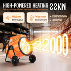 Chauffage de garage électrique industriel AMERLIFE avec thermostat, chauffage à air pulsé portable avec roues, commandes réglables, protection contre la surchauffe