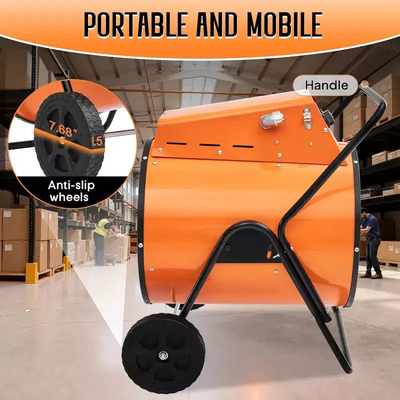 Chauffage de garage électrique industriel AMERLIFE avec thermostat, chauffage à air pulsé portable avec roues, commandes réglables, protection contre la surchauffe