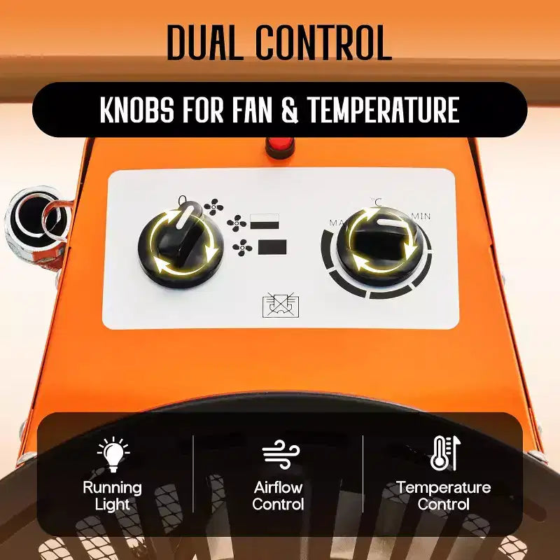 Chauffage de garage électrique industriel AMERLIFE avec thermostat, chauffage à air pulsé portable avec roues, commandes réglables, protection contre la surchauffe