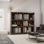 Bibliothèque haute 10 cubes, Étagère de rangement autoportante style vintage industriel pour salon, chambre, bureau