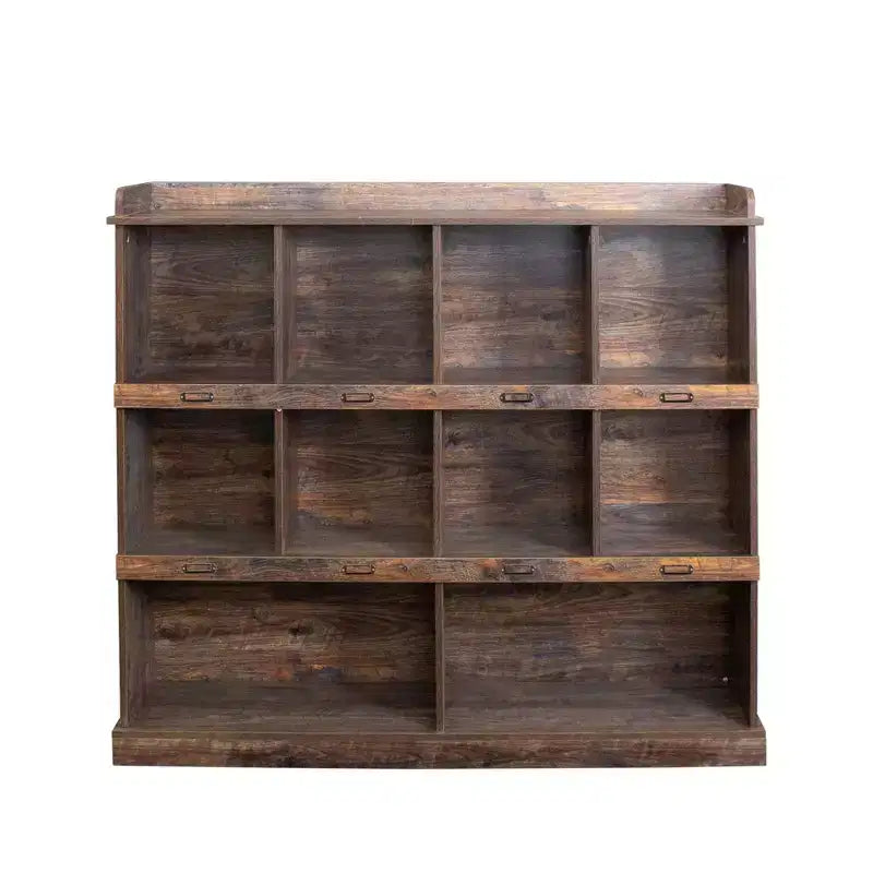 Bibliothèque haute 10 cubes, Étagère de rangement autoportante style vintage industriel pour salon, chambre, bureau