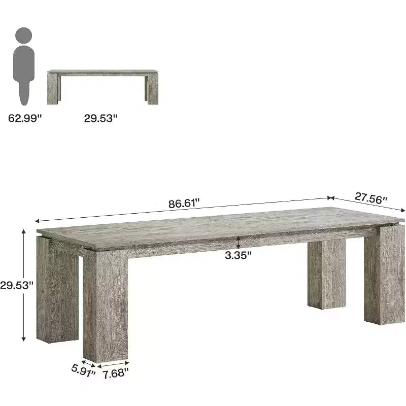 Bureau double Lantine de 86 pouces, poste de travail informatique moderne pour deux personnes et table extra-longue pour le bureau à domicile